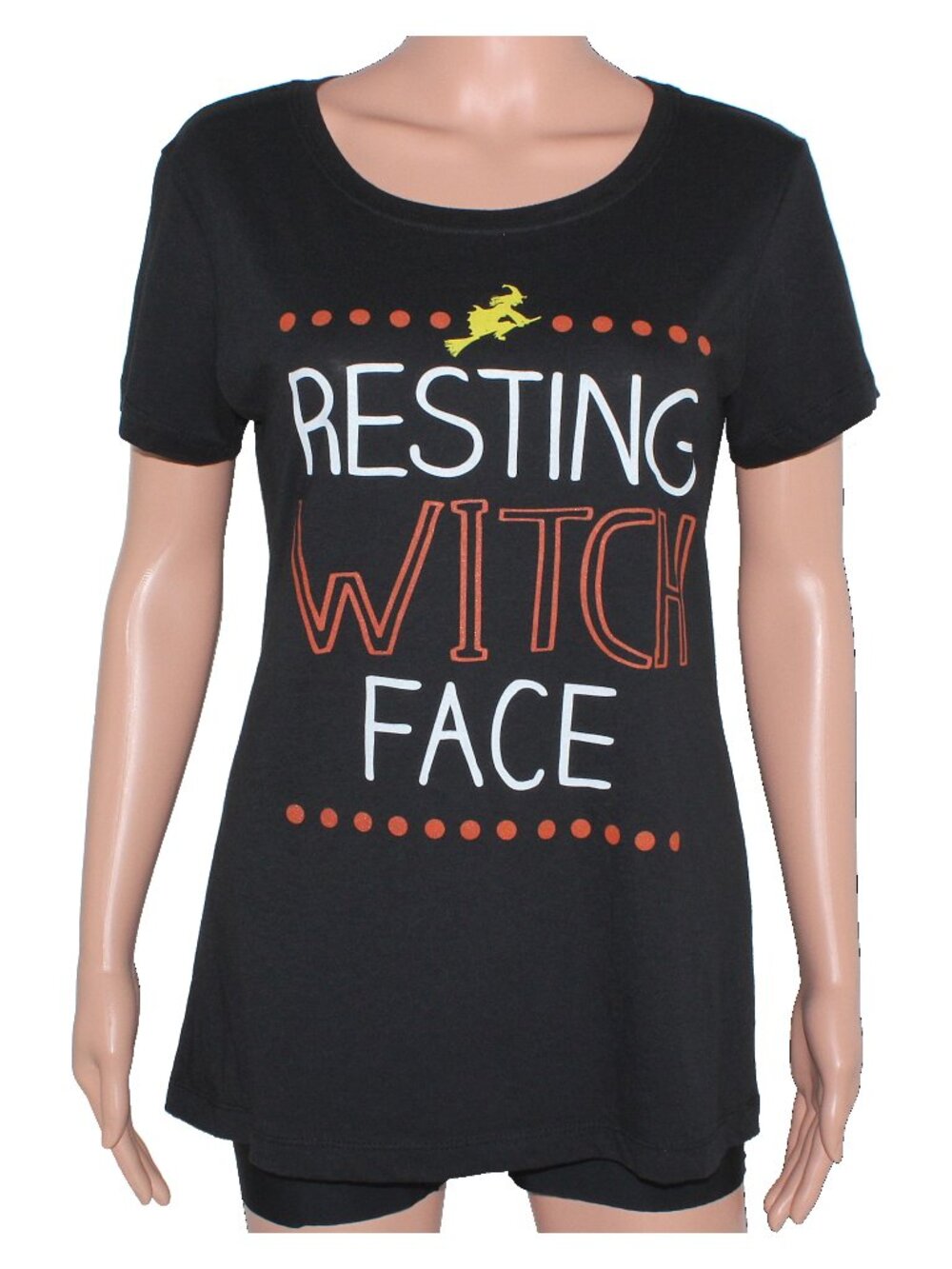 Next Level Apparel Juniors' Resting Witch Face Short-Sleeve Large Halloween Tee
